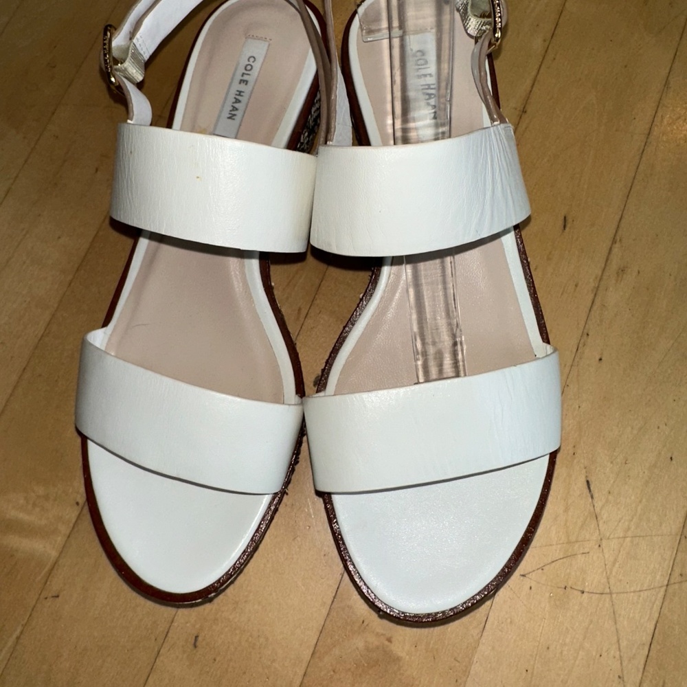 Cole Haan Camdon White/brown reptile platform sandal, 7.5, CB2467 - Picture 3 of 7